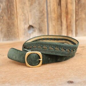 Green Suede Belt with Gold Buckle